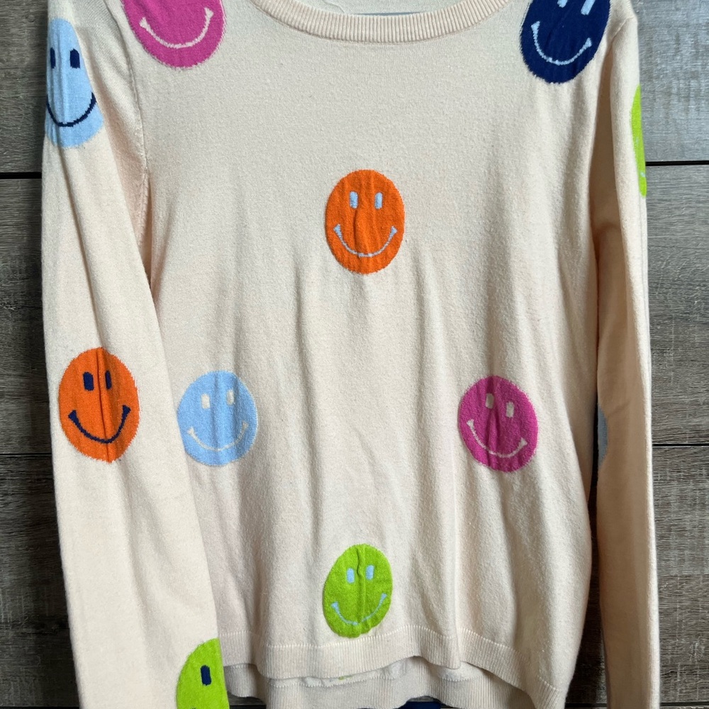THML Cream and Orange Crew Neck Sweater with Playful Dots